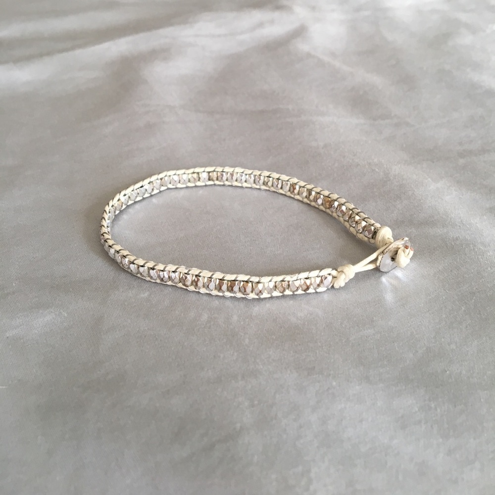 Express Silver & White Faux Leather Wrap Bracelet | Minimalist Layering Piece